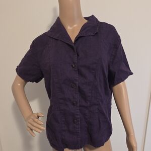 Flax Purple Button Down Linen Shirt